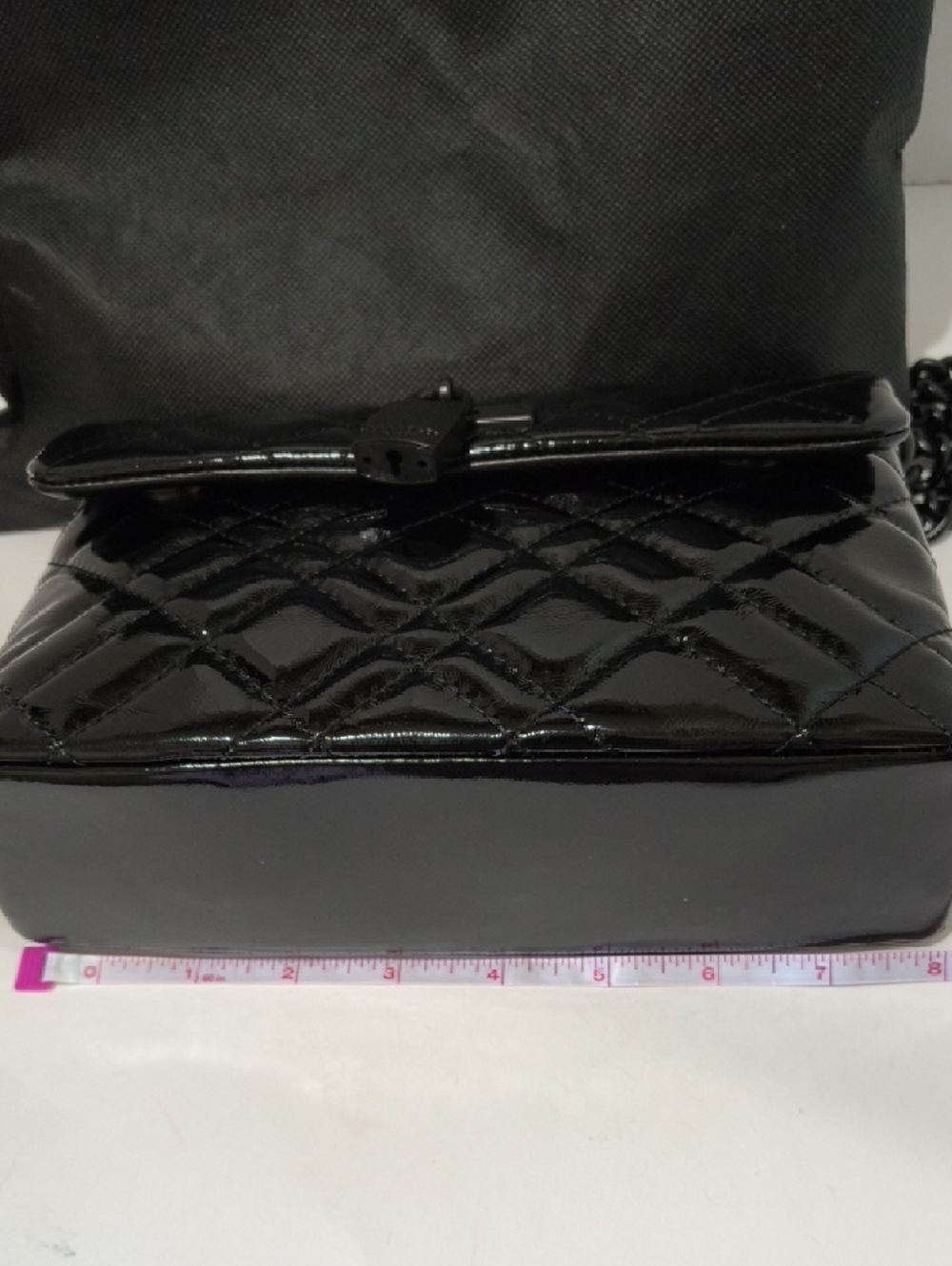 Kurt Geiger Black Quilted Patent Shoulder Bag with Chain And Crossbody Strap - Picture 14 of 17
